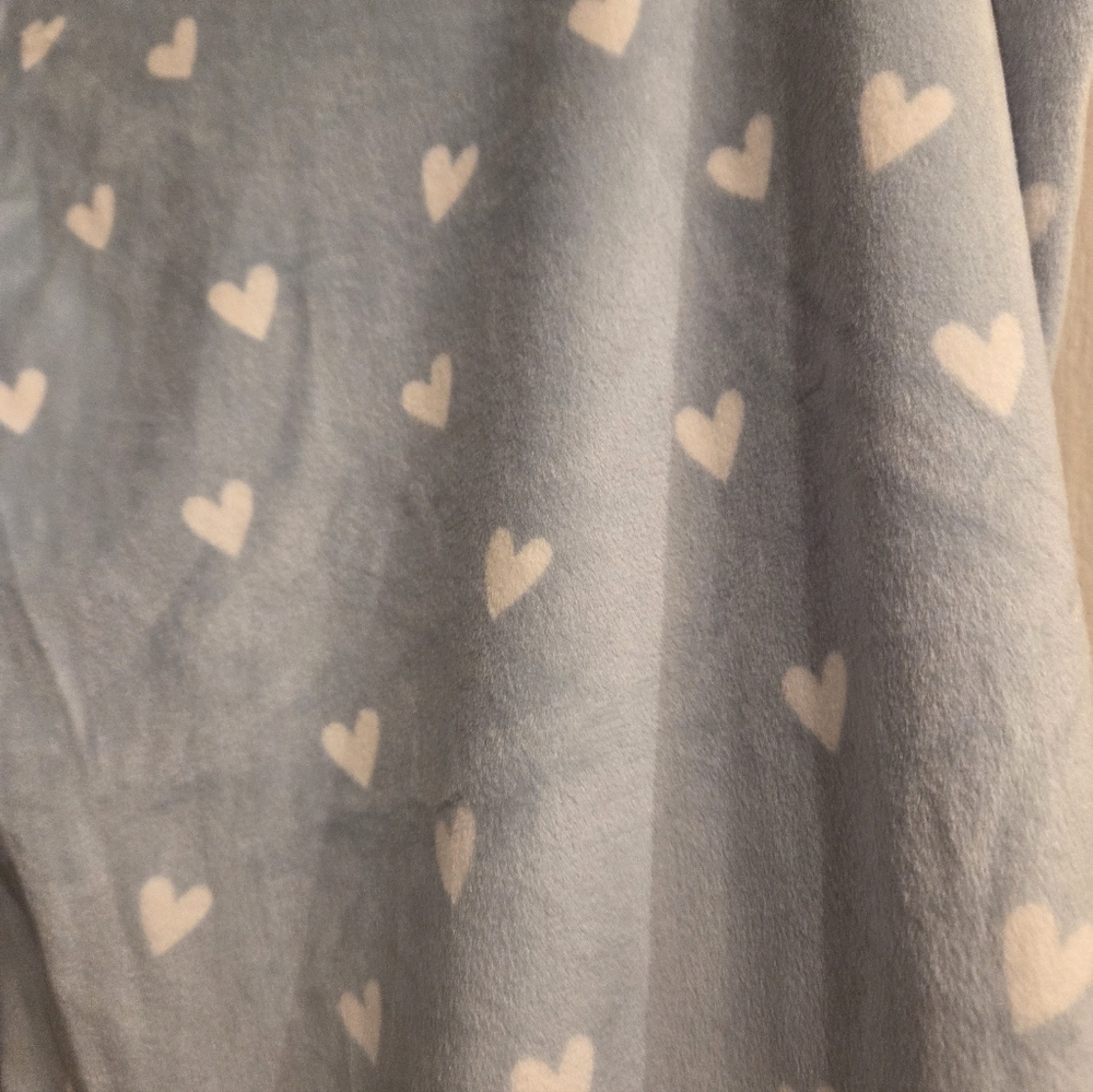 Honeydew Women's 2-Piece Fleece Lounge Pajama Set, Light Blue & White Hearts - Picture 5 of 7